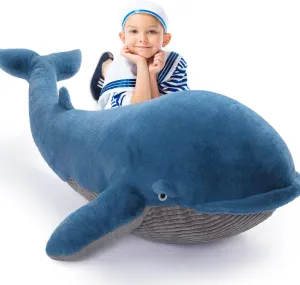 MaoGoLan Giant Whale Stuffed Animal Big Stuffed Toy for Kids 43.3in, 4ft Whale Plush Pillow for Hugging, Super Soft & Comfort Gifts for Adults Valentine's Day Christmas