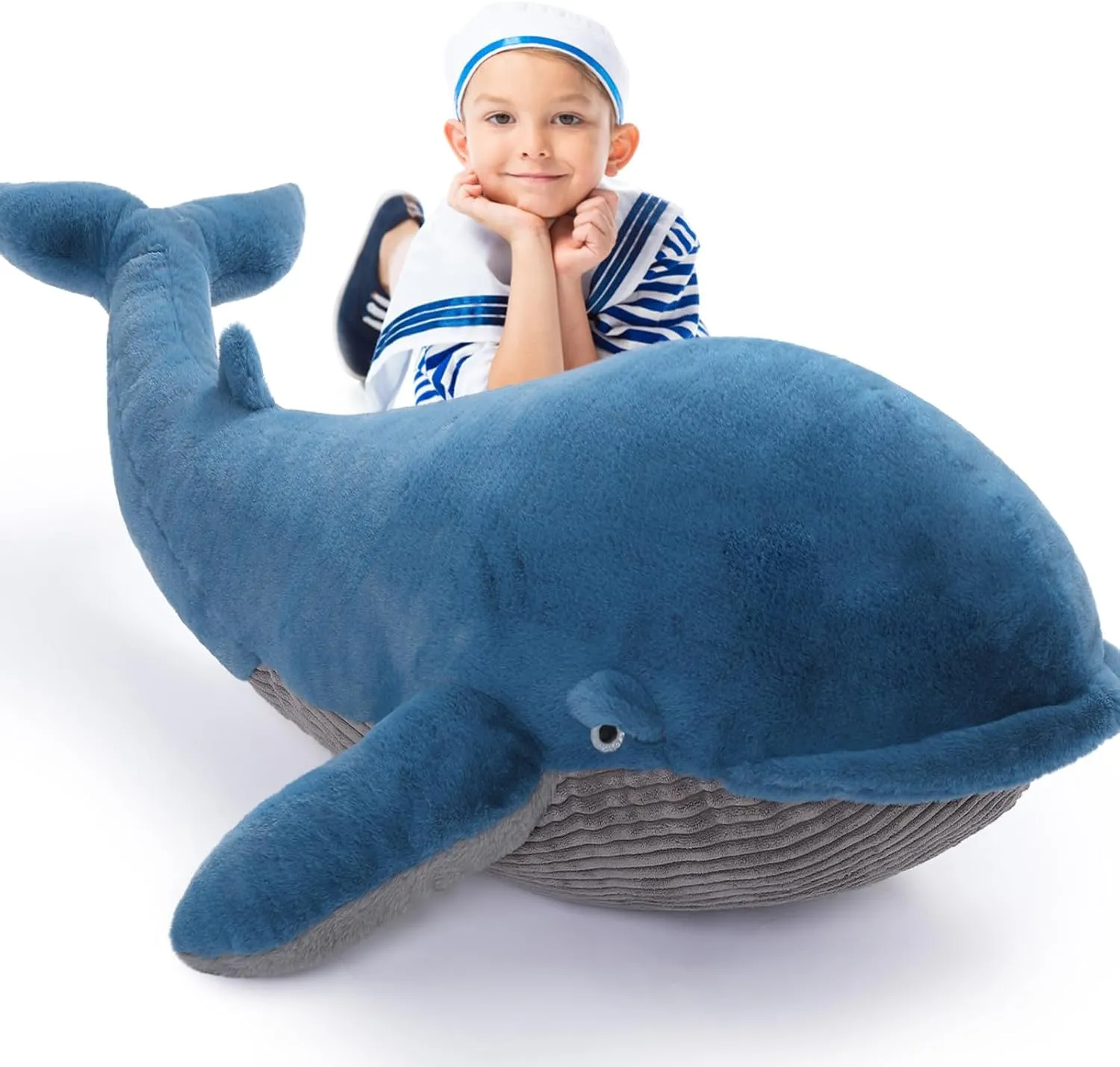MaoGoLan Giant Whale Stuffed Animal Big Stuffed Toy for Kids 43.3in, 4ft Whale Plush Pillow for Hugging, Super Soft & Comfort Gifts for Adults Valentine's Day Christmas