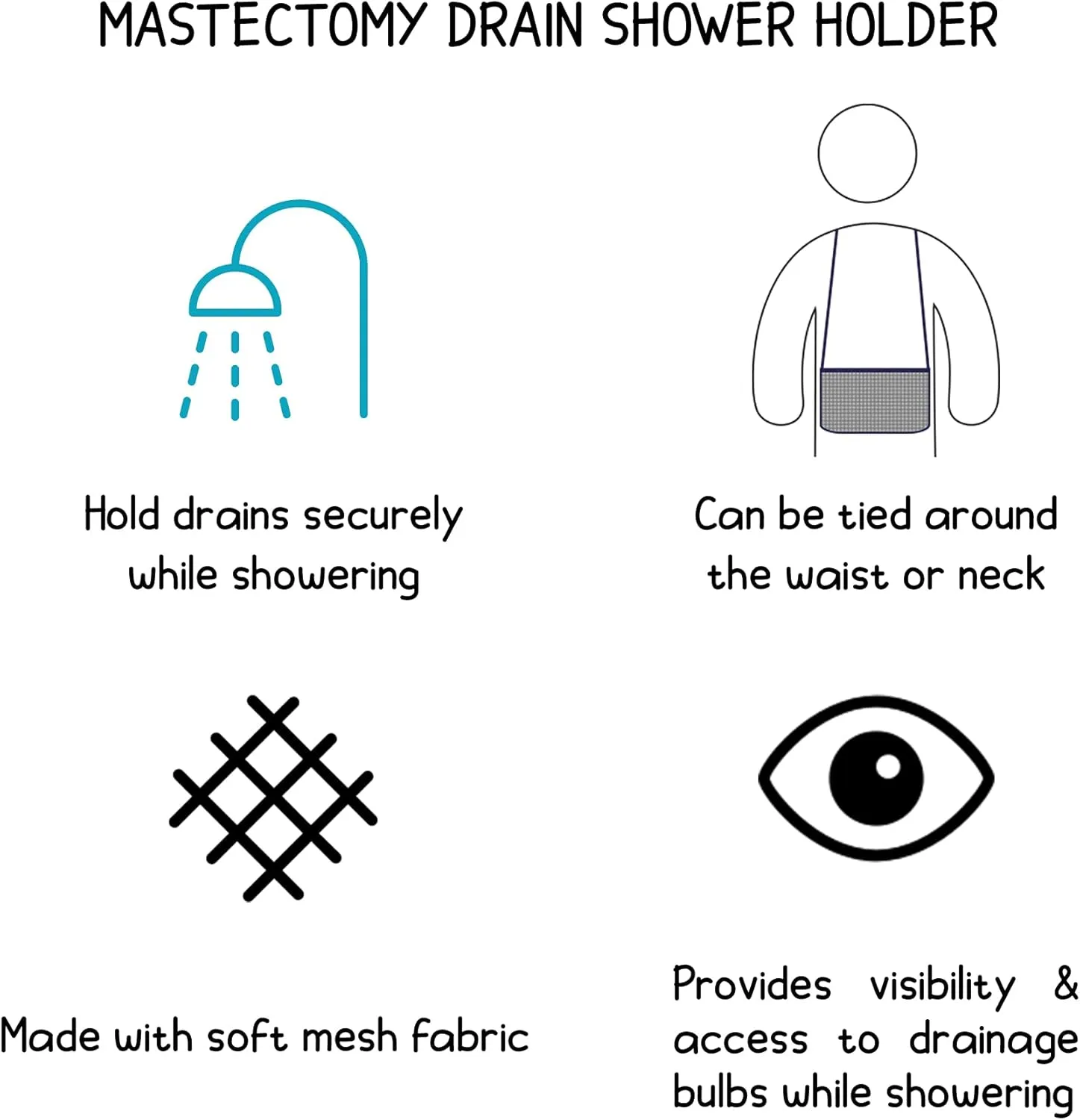 Mastectomy & Post Surgery Drain Carrier Belt & Shower Holder (Two Pack Black/Navy)