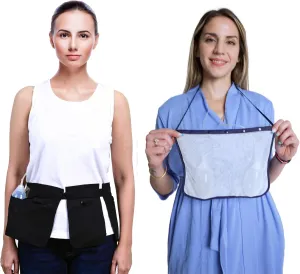 Mastectomy & Post Surgery Drain Carrier Belt & Shower Holder (Two Pack Black/Navy)