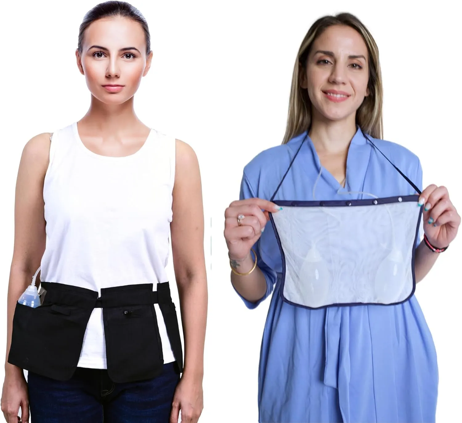 Mastectomy & Post Surgery Drain Carrier Belt & Shower Holder (Two Pack Black/Navy)