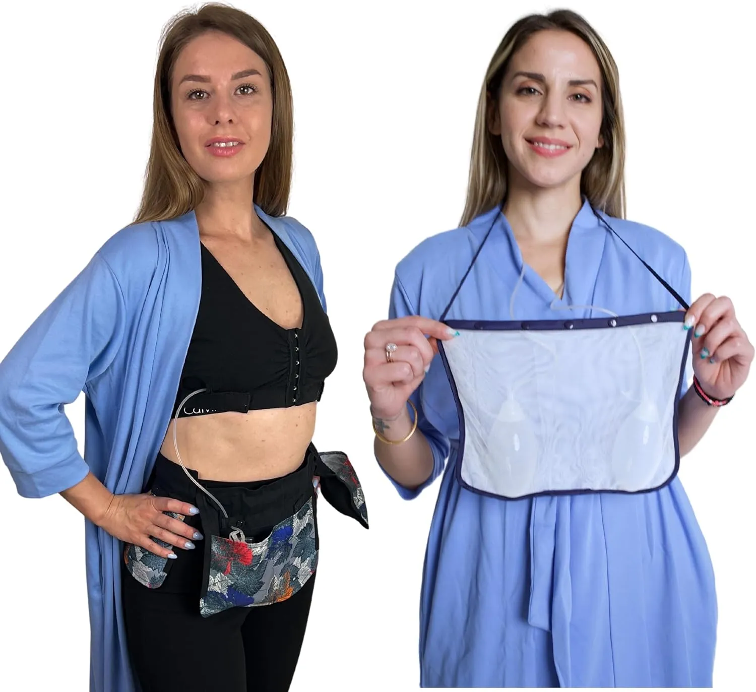 Mastectomy & Post Surgery Drain Carrier Belt & Shower Holder (Two Pack Tropical Leaves)