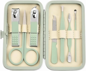 Matcha Green 7-piece Manicure and Enhancement Tool Set, Nail Clippers 7-piece Set, Nail Clippers