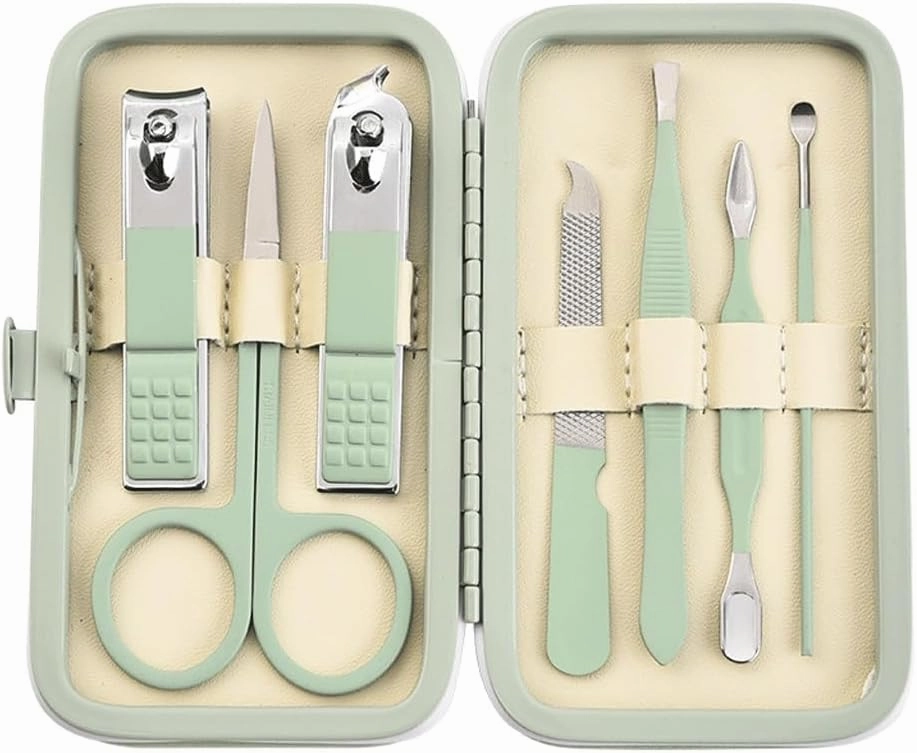 Matcha Green 7-piece Manicure and Enhancement Tool Set, Nail Clippers 7-piece Set, Nail Clippers