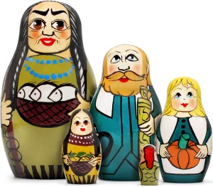 MATRYOSHKA&HANDICRAFT Nesting Dolls Happy Thanksgiving Day Toy Set 5 pcs