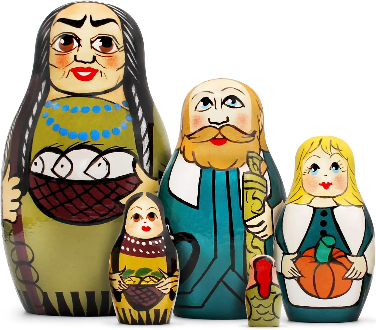 MATRYOSHKA&HANDICRAFT Nesting Dolls Happy Thanksgiving Day Toy Set 5 pcs