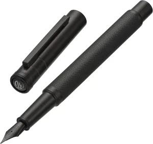 Matte Black Forest Fountain Pen Extra Fine Nib Classic Design with Converter and Metal Pen Box Set by Asvine
