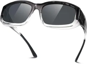 Meeloog Polarized Sports Sunglasses Fit Over Glasses for Men Women, Wrap Around UV Protection Shades Driving Cycling Fishing