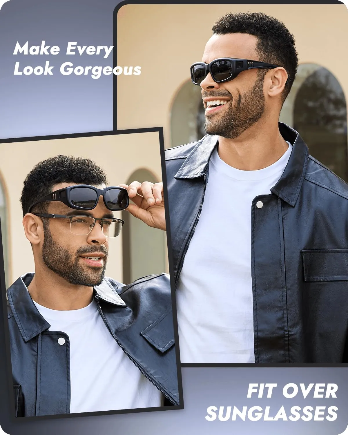 Meeloog Polarized Sports Sunglasses Fit Over Glasses for Men Women, Wrap Around UV Protection Shades Driving Cycling Fishing