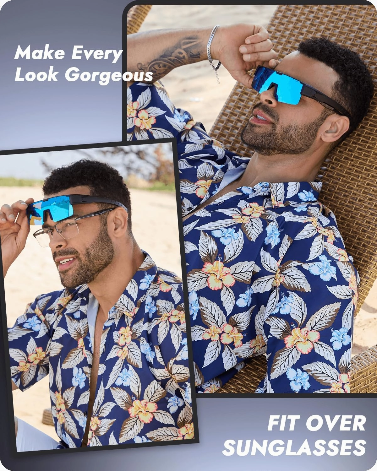 Meeloog Polarized Fit Over Glasses Sunglasses for Men Women, UV Protection Sports Wrap Around for Driving Cycling Fishing