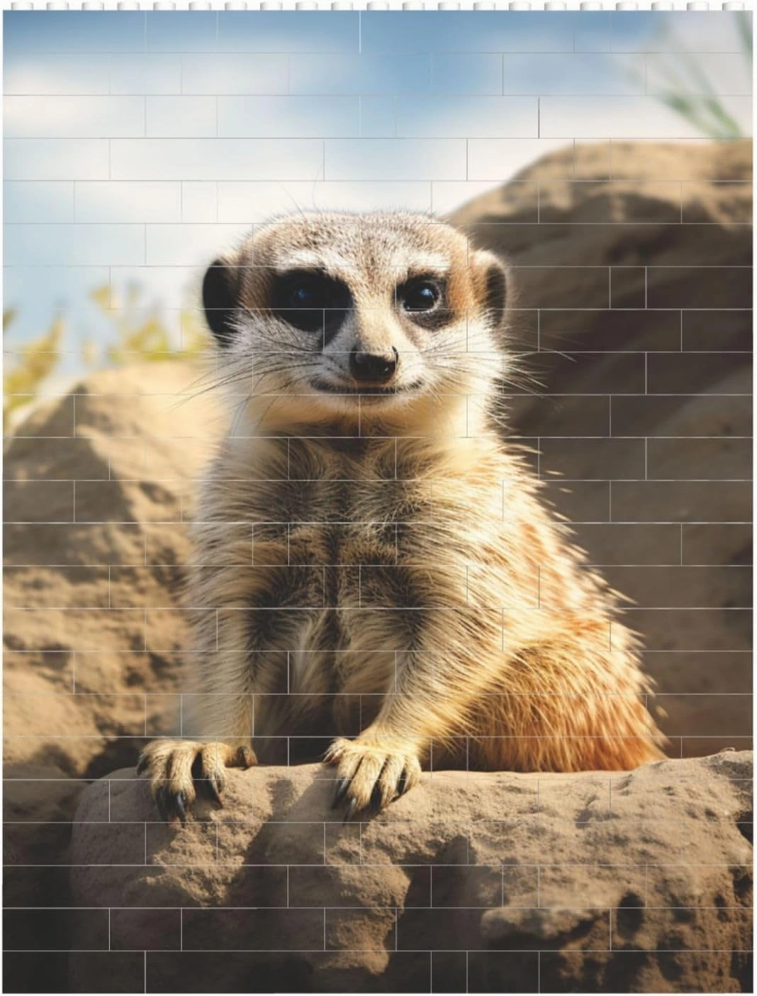 Meerkat Animal Building Block Puzzle Personalized Building Bricks for Adults Square Shaped Block Puzzle Building Brick Block Puzzles Valentine's Day Gifts for Home Decor Brick Puzzle