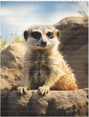Meerkat Animal Building Block Puzzle Personalized Building Bricks for Adults Square Shaped Block Puzzle Building Brick Block Puzzles Valentine's Day Gifts for Home Decor Brick Puzzle