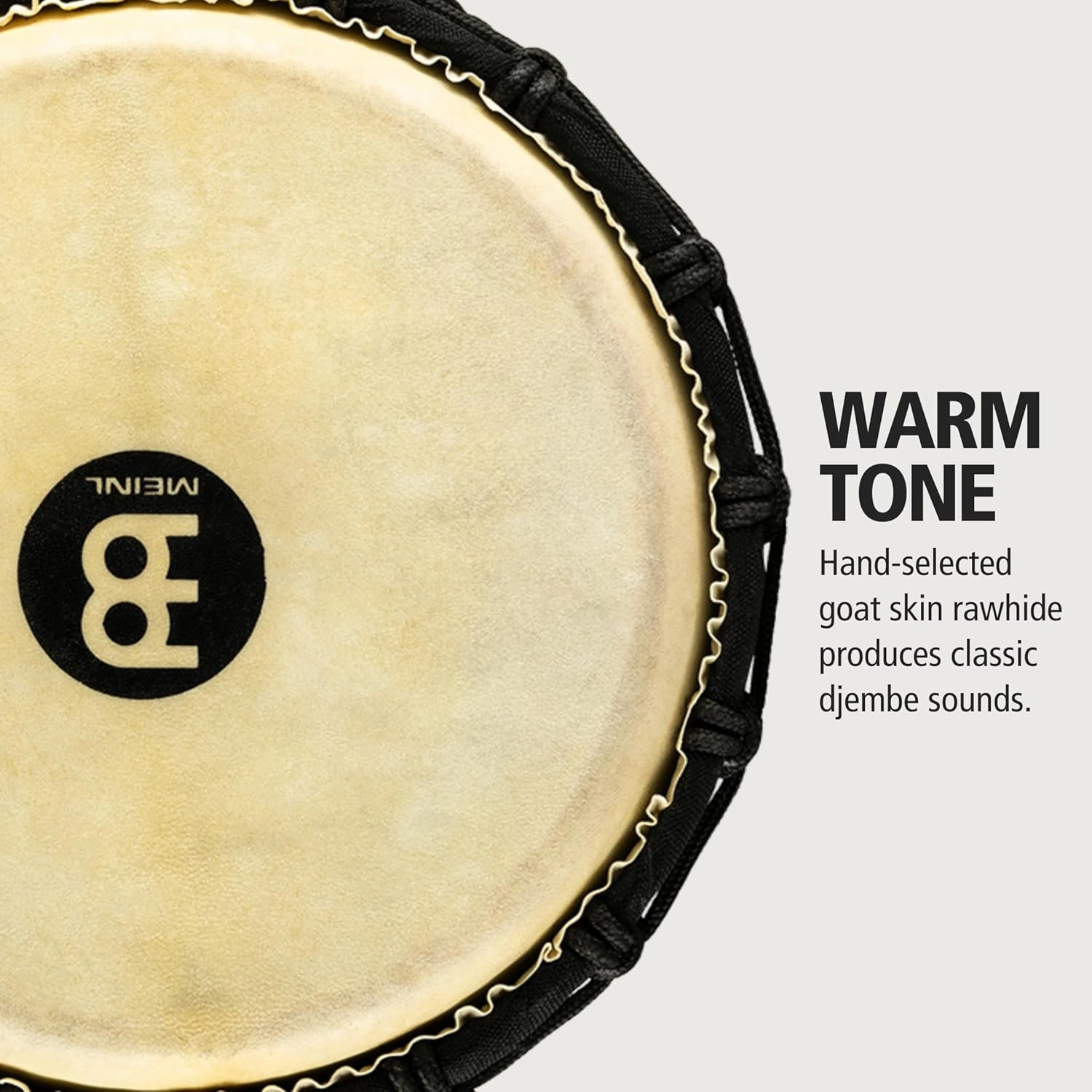 Meinl Percussion Djembe Hand Drum Circle Instrument, Carved Mahogany Headliner Series — NOT Made in China — African Mali Weave Ropes, 2-Year Warranty, Black River, Small (HDJ3-S)