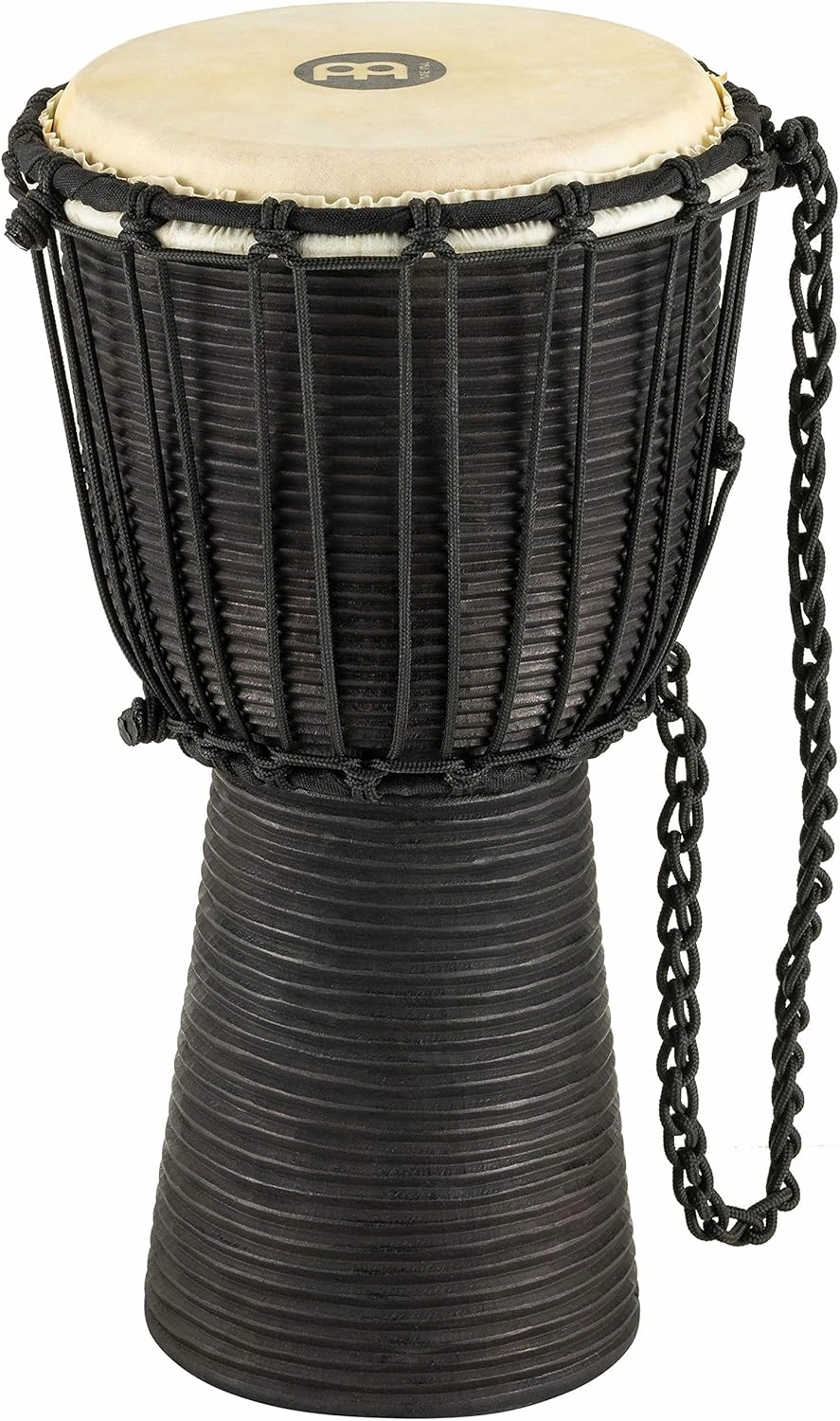 Meinl Percussion Djembe Hand Drum Circle Instrument, Carved Mahogany Headliner Series — NOT Made in China — African Mali Weave Ropes, 2-Year Warranty, Black River, Small (HDJ3-S)