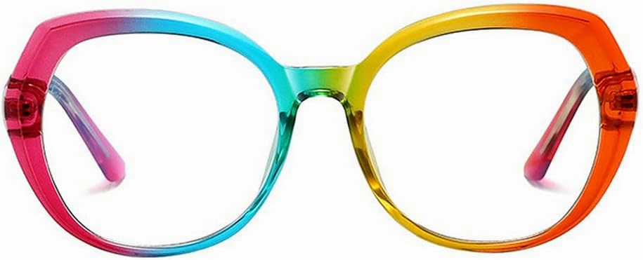 Melrose Fashion ladies blue blocking reading glasses, irregular colorful anti-fatigue/glare female computer games presbyopia