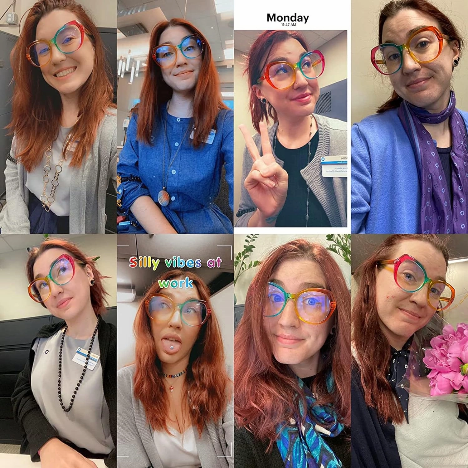 Melrose Fashion ladies blue blocking reading glasses, irregular colorful anti-fatigue/glare female computer games presbyopia