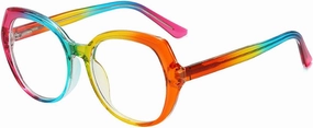 Melrose Fashion ladies blue blocking reading glasses, irregular colorful anti-fatigue/glare female computer games presbyopia