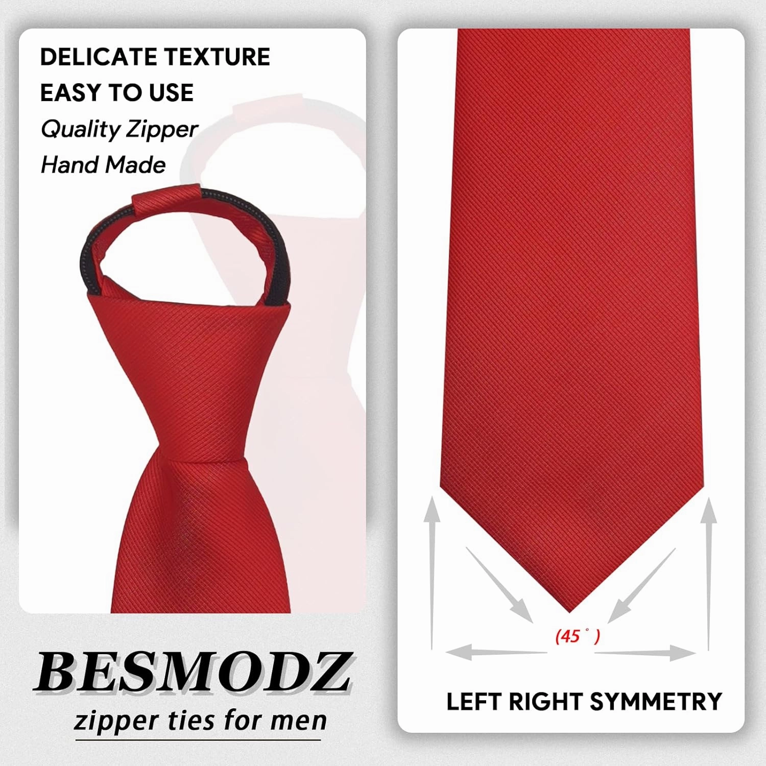 Men's Lot 6 PCS Classic Zipper Ties Pretied Solid Color Necktie Set