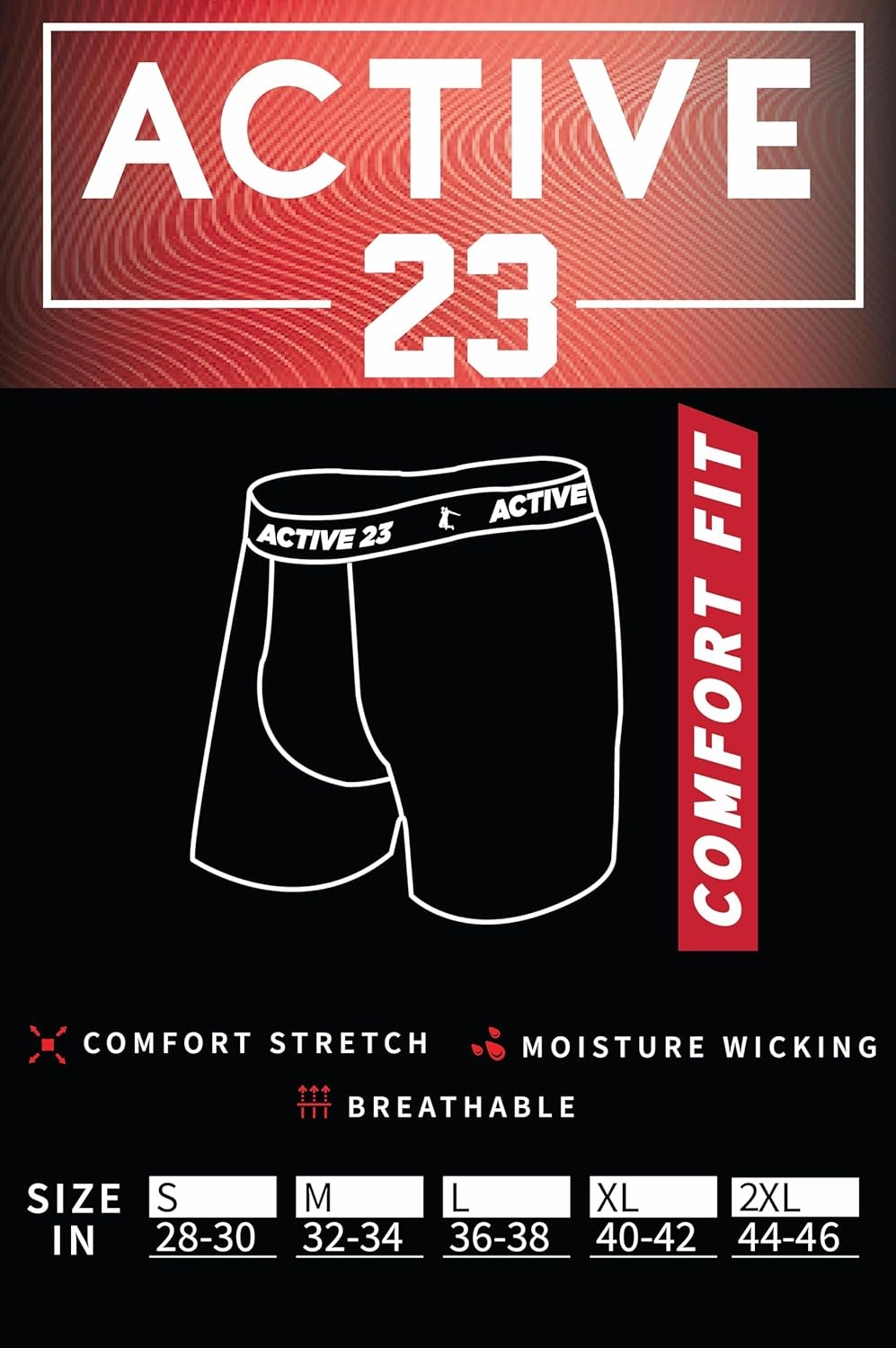Mens 6, 8, or 10 Pack Dry Fit Performance Boxer Briefs for Men, Cooling Moisture Wicking Athletic Support Underwear