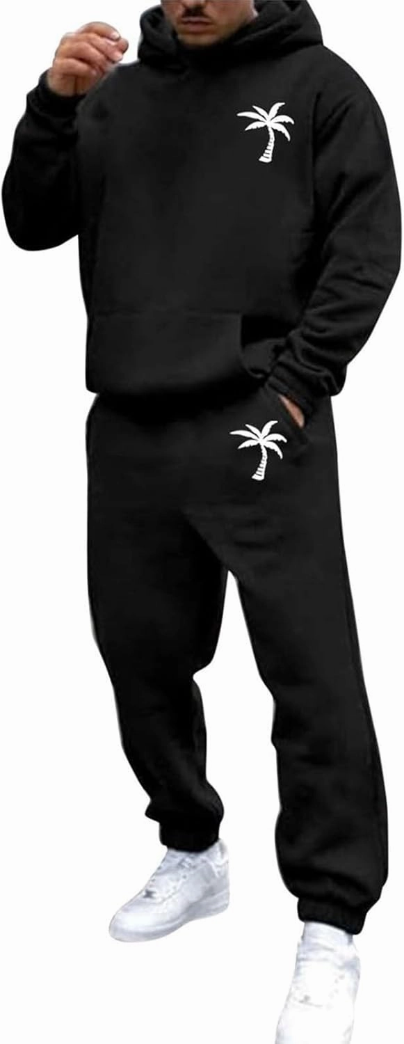 Mens Tracksuit 2 Pieces Set Long Sleeve Hoodie Sweatsuit Pullover Athletic Jogging Suits Casual Outfit with Pockets