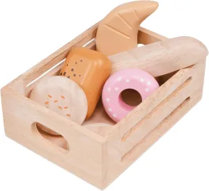 Mentari Toys - Bakery Crate - 7 Pieces Wooden Bakery Food Items - Market Pretend Play Toy Food - Play Kitchen Accessories - Imaginative Play - Age 3 