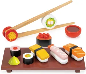 Mentari Toys - Sushi Set - 11pc Wooden Pretend Play Food Set for Kids - Includes Sushi, Soy Sauce, Wasabi & Chopsticks - Encourages Imaginative Play, Fine Motor Skills, Cultural Exploration - Age 3 