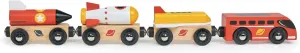 Mentari Toys - The Space Rocket Train - 7pc Wooden Train with Magnetic Rocket Carriages - Compatible with Major Wooden Train Tracks - Encourages Imaginative Play and Fine Motor Skills - Age 18m 
