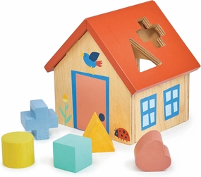 Mentari Toys - Shape Sorter House - Wooden Shape Sorter for Toddlers - Activity Toy with 5 Shapes and Removeable Lid - Boost Fine Motor Skills and Shape Recognition - Educational Toy - Age 12m 