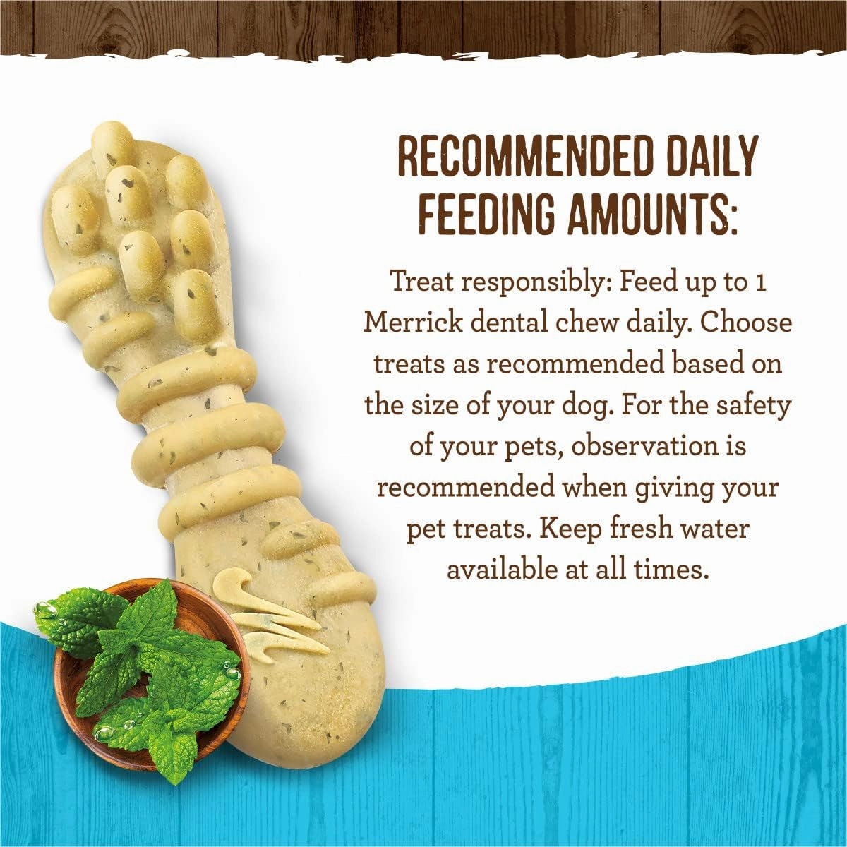 Merrick Fresh Kisses Natural Dental Chews Toothbrush Treat Shape Infused With Real Mint For Tiny Dogs 5-15 Lbs - 78 ct. Box