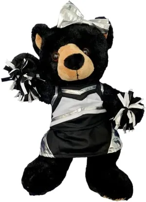 Metallic Silver and Black Cheerleader Uniform for 6-10 Inch Stuffed Animals Shiny Cheer Outfit for Plush Dolls, Teddy Bears, and Soft Toys Fun Dress-Up Clothes for Kids Pretend Play