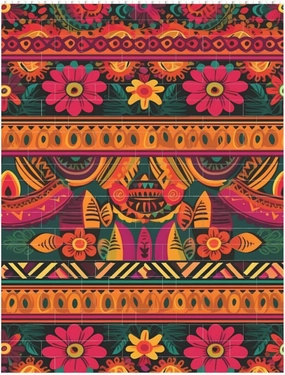 Mexican Folk Art Boho Building Block Puzzle Personalized Building Bricks for Adults Square Shaped DIY Brick Block Puzzles Valentine's Day Gifts for Home Decor Brick Puzzle