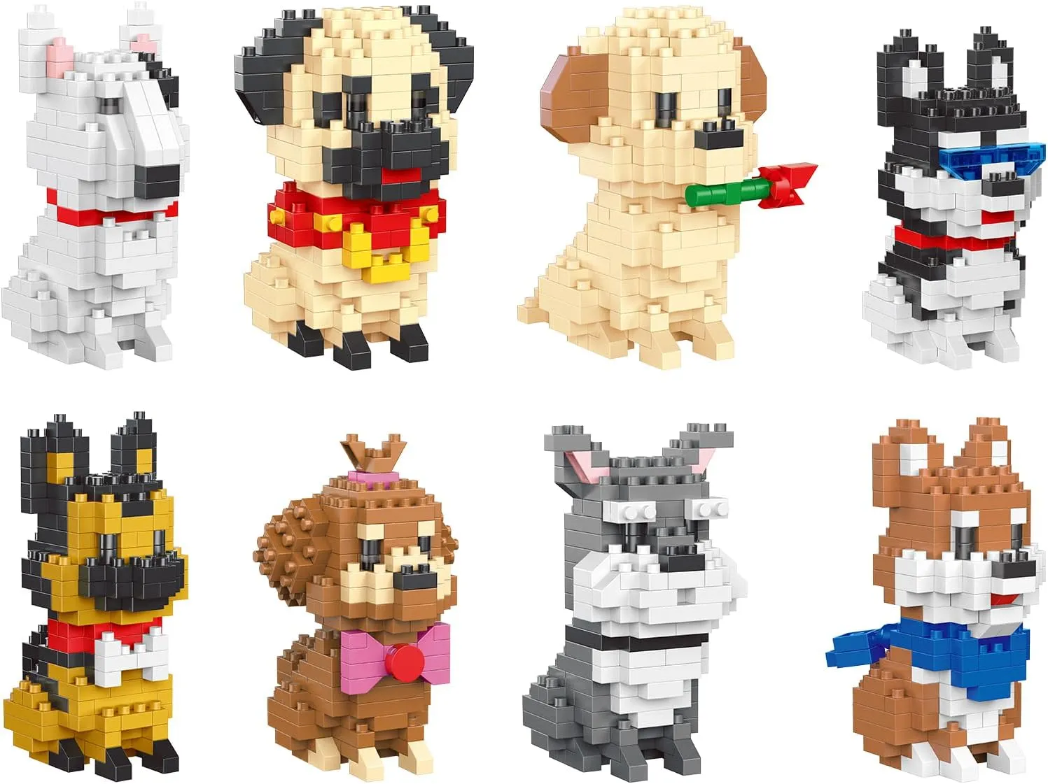 Micro Mini Blocks Pet Dog Sets Series 8 in 1 Collection Animal Model Toys Birthday for Age 14  Adults 1616 Pieces