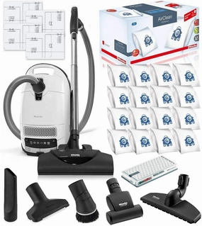 Miele Complete C3 Cat and Dog Canister HEPA Canister Vacuum Cleaner with SEB228 Powerhead Bundle - Includes Miele Performance Pack 16 Type GN AirClean Genuine FilterBags   Genuine AH50 HEPA Filter