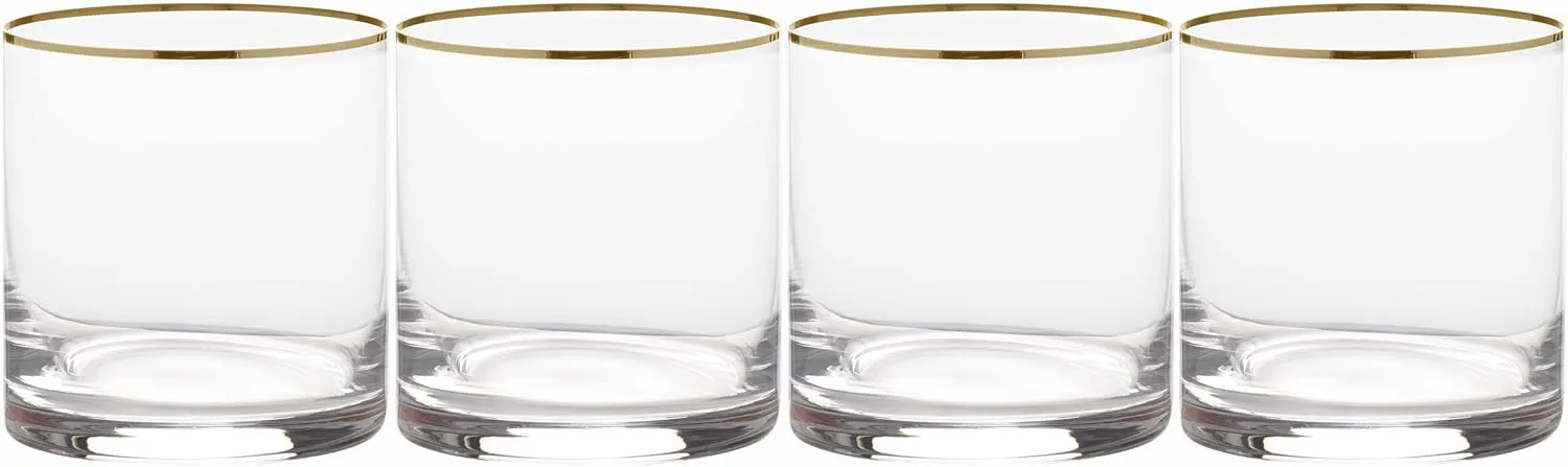 Mikasa Julie Gold Set of 4 Double Old Fashioned Rocks Glass, 15-Ounce