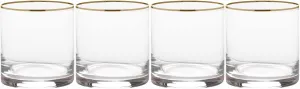 Mikasa Julie Gold Set of 4 Double Old Fashioned Rocks Glass, 15-Ounce