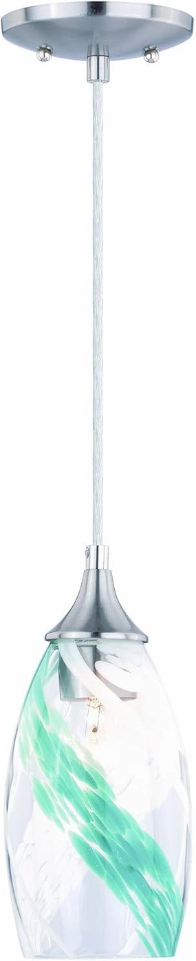Milano 5" Mini Pendant Caribbean Swirl Glass Satin Nickel