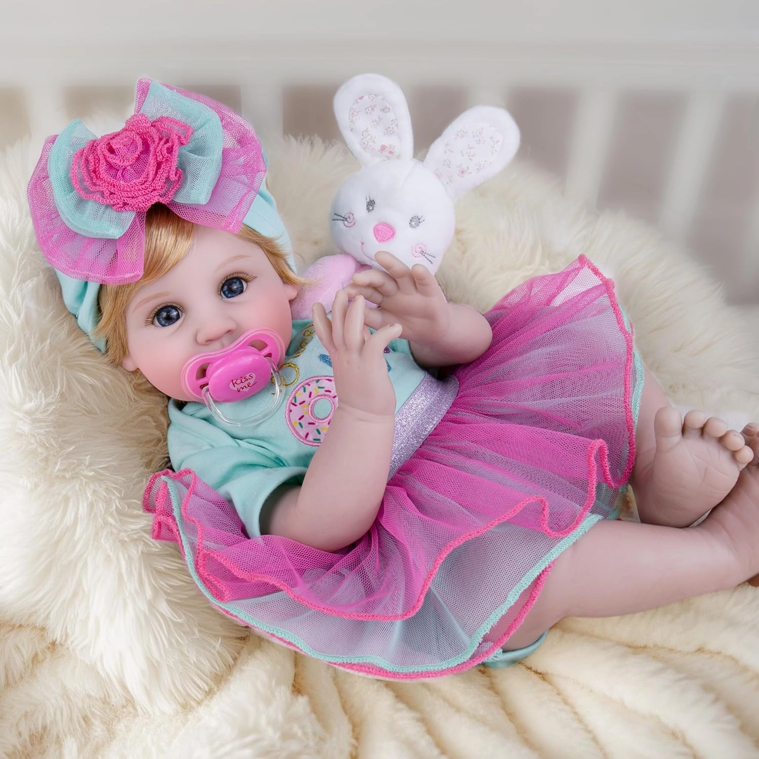 Milidool Reborn Baby Dolls, 22 inch Weighted Realistic Newborn Baby Girl Lifelike Newborn Girl Doll with Feeding Toy Accessories Set, Great Gift Set for Grandma Kids 3 