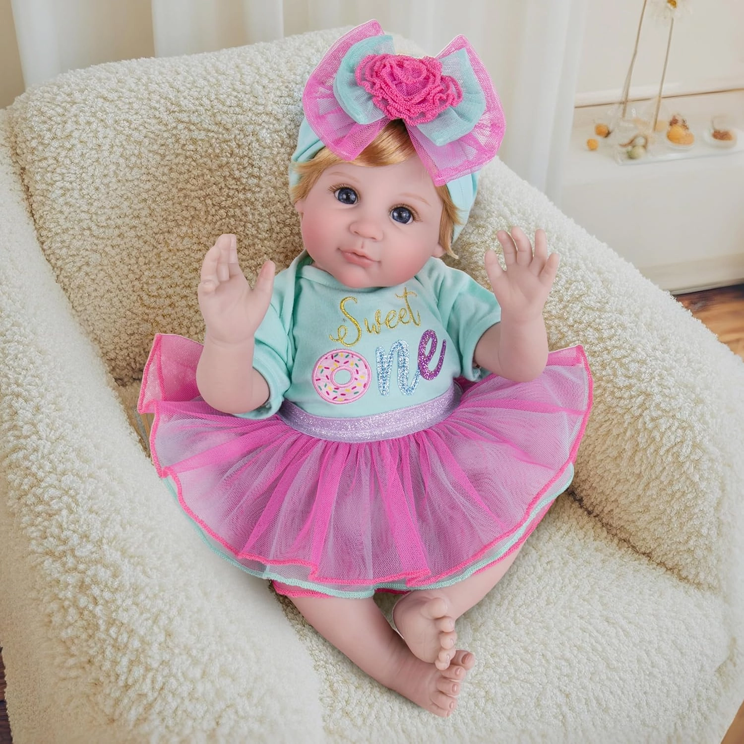 Milidool Reborn Baby Dolls, 22 inch Weighted Realistic Newborn Baby Girl Lifelike Newborn Girl Doll with Feeding Toy Accessories Set, Great Gift Set for Grandma Kids 3 