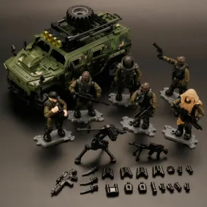 Military Armored Vehicle Building Block Set with 6 PCS 1:35 Scale Special Forces Mini Military Action Figure,Army Men Army Police Series Toy Set for Kids Age 6 