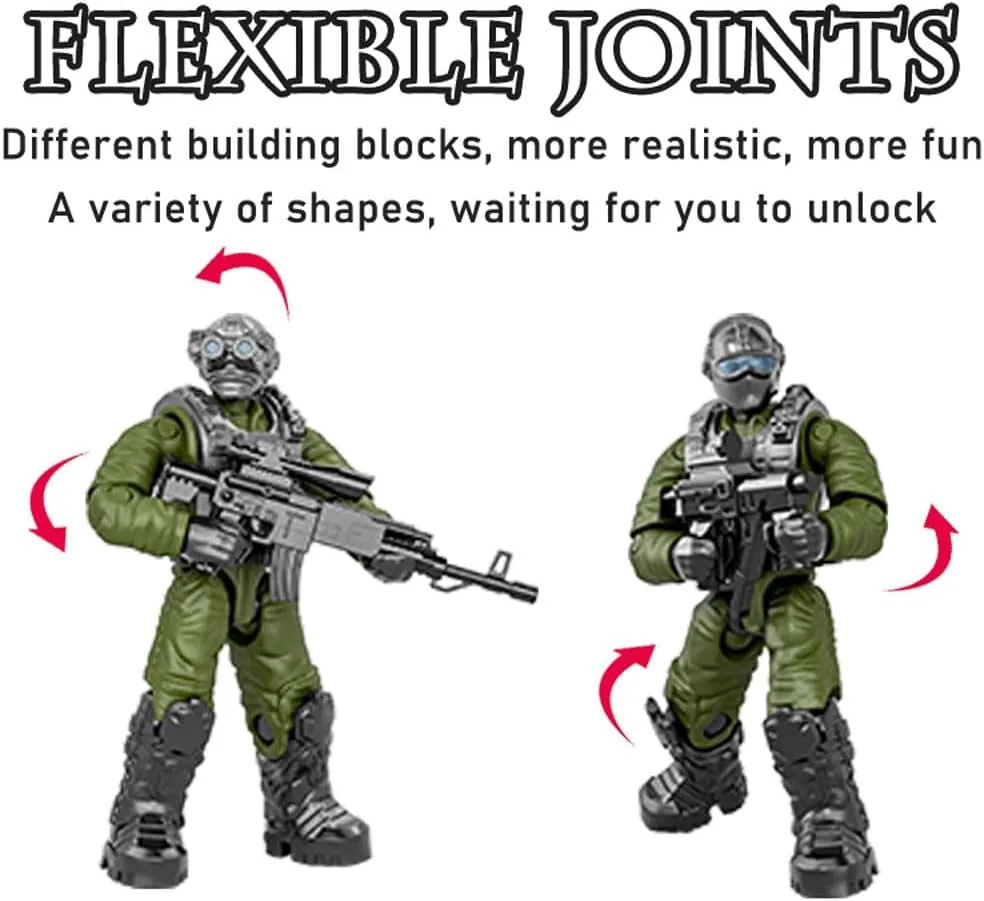 Military Armored Vehicle Building Block Set with 6 PCS 1:35 Scale Special Forces Mini Military Action Figure,Army Men Army Police Series Toy Set for Kids Age 6 