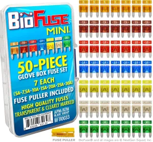 Mini APM ATM 50 Piece Automotive Car Fuse Assortment Glove Box Set (49 Mini Blade Fuses   Fuse Puller) 5A 7.5A 10A 15A 20A 25A 30A