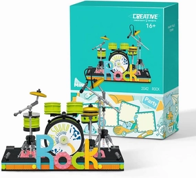 Mini Electronic Drum Building Blocks Set, 544PCS Christmas Advent Calendar 2024 Electronic Drum with Exhibition Stand Model, Party Favors Home Decor Display Set for Adults and Youth