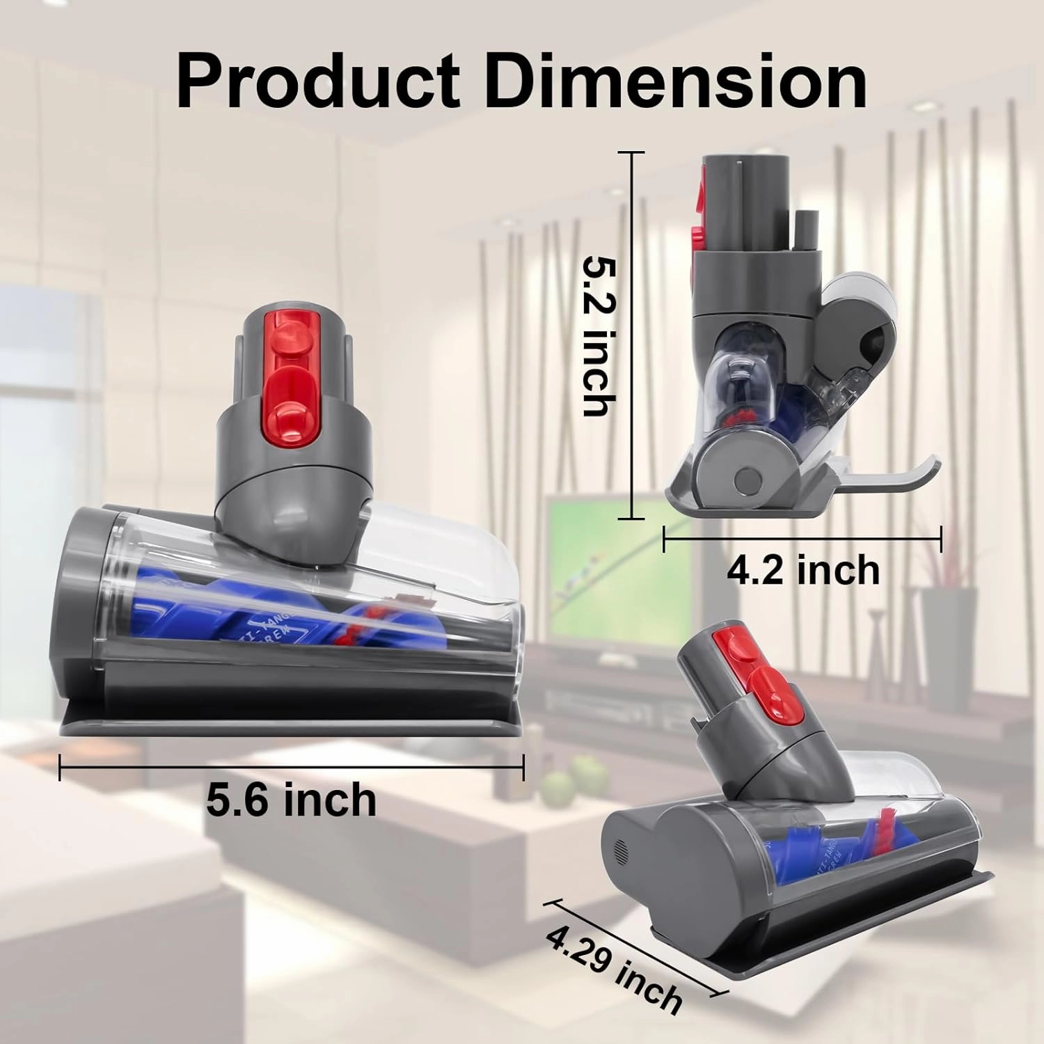 Mini Motorized Tool Brush Head Replacement Compatible with Dyson V7 V8 V10 V11 V15 SV10 SV11 SV12 SV14 Anti-Tangle Screw Tool Attachment for Long Hair and Pet Hair