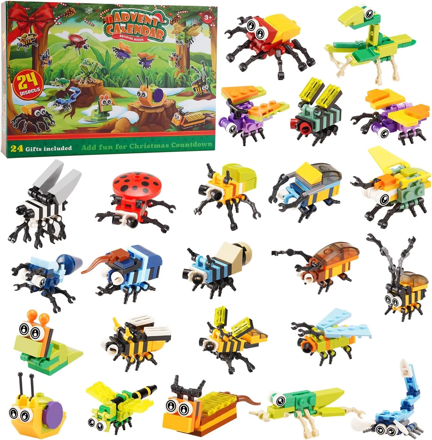 MISINI M6002 Animal Insect Advent Calendar 2025 MINI Building Block Set, 912/pcs MOC Creative Toy Model, A Total of 24 Insect Building Kits, Gifts for, Kids, Boys and Girls