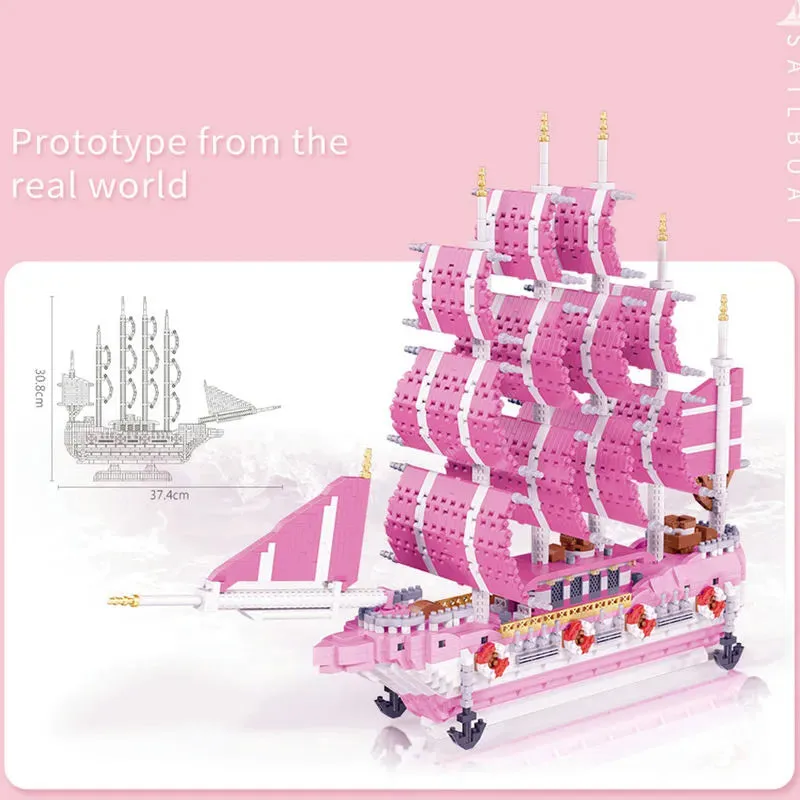 MOC Experts Girls Pink Princess Love Sailboat MINI Bricks Toys