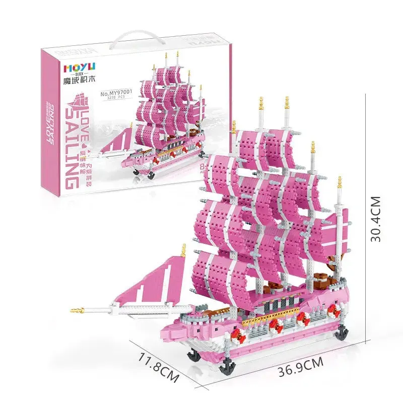 MOC Experts Girls Pink Princess Love Sailboat MINI Bricks Toys