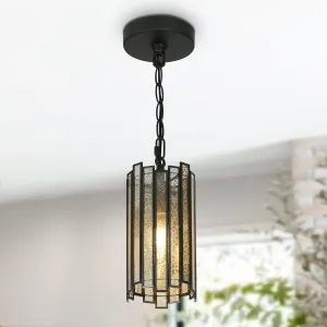 Modern Black Gold Single Pendant Cylinder Glass Kitchen Island Lights for Dining Room Black D4.5"* H8.5" Adjustable,7 to 12 Inches Painted