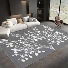 Modern Flannel Area Rug 2 x 3 ft, Painted Lily of The Valley Stripes Print Rug for Living Rooms and Bedrooms Runner, Watercolor Style Home Decor Rugs, Non-Slip Rug Machine Washable Carpet