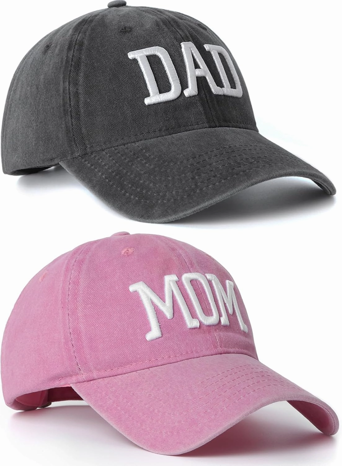 Mom and Dad Hats Set of 2 Pcs Embroidered Adjustable Baseball Caps Gift for Parents Couples Classic Mom Dad Gifts Hat