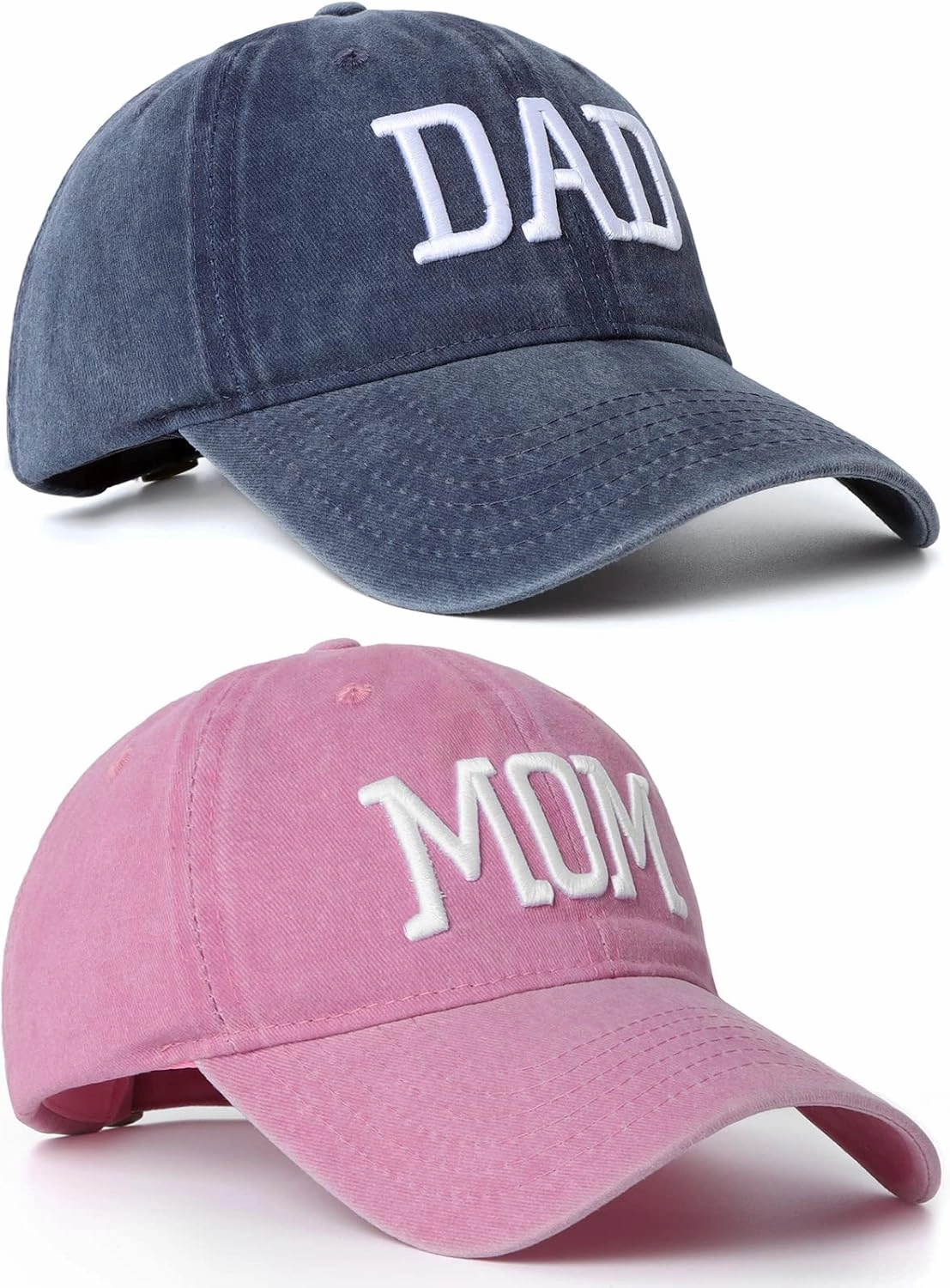 Mom and Dad Hats Set of 2 Pcs Embroidered Adjustable Baseball Caps Gift for Parents Couples Classic Mom Dad Gifts Hat